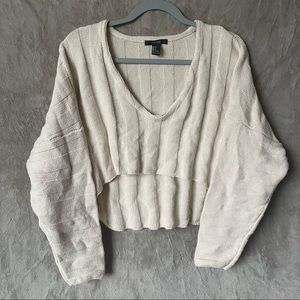 Cropped V Neck Knit Sweater